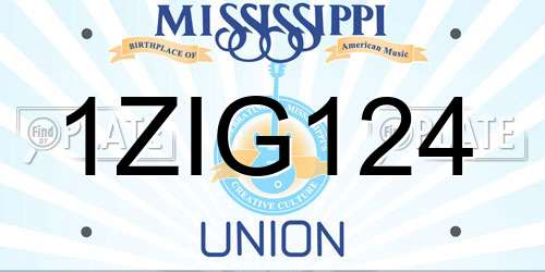 1ZIG124 Mississippi License Plate