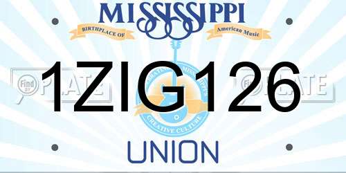 1ZIG126 Mississippi License Plate