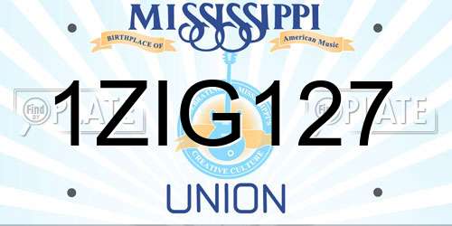 1ZIG127 Mississippi License Plate
