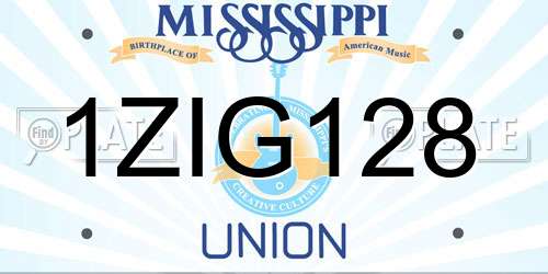 1ZIG128 Mississippi License Plate