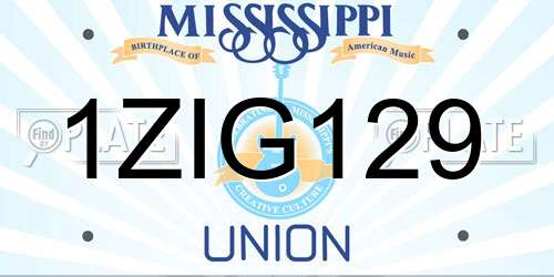 1ZIG129 Mississippi License Plate