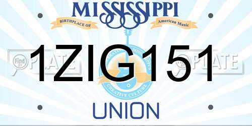 1ZIG151 Mississippi License Plate