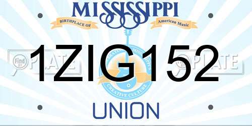 1ZIG152 Mississippi License Plate