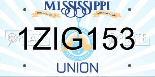 1ZIG153 Mississippi License Plate