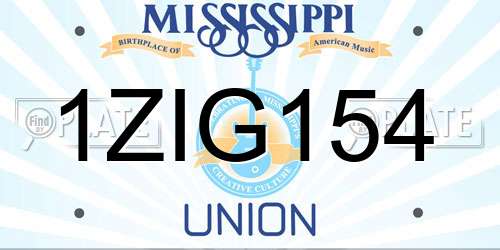 1ZIG154 Mississippi License Plate