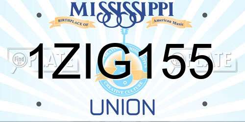 1ZIG155 Mississippi License Plate