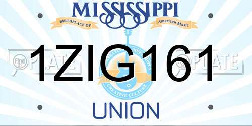 1ZIG161 Mississippi License Plate