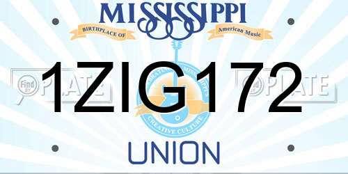 1ZIG172 Mississippi License Plate