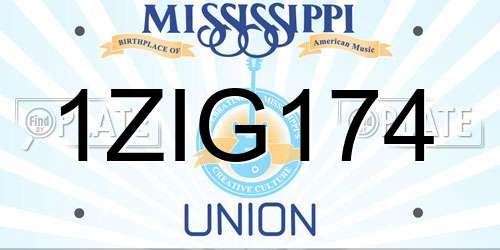 1ZIG174 Mississippi License Plate