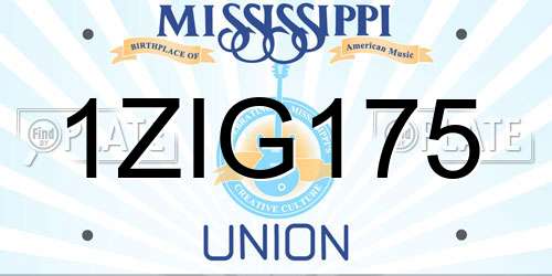 1ZIG175 Mississippi License Plate