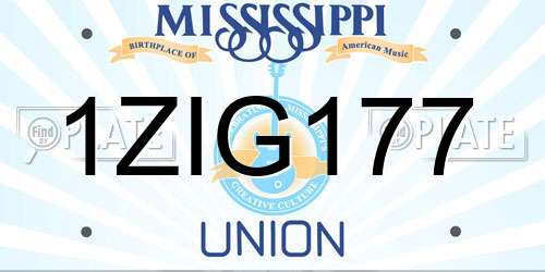 1ZIG177 Mississippi License Plate
