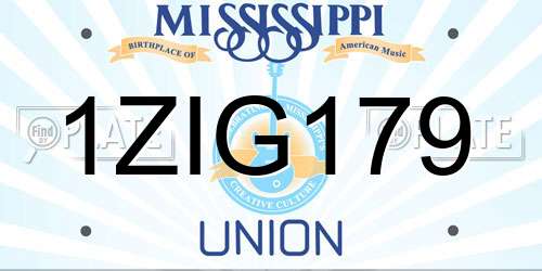 1ZIG179 Mississippi License Plate