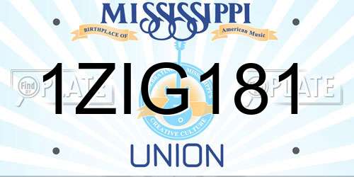 1ZIG181 Mississippi License Plate