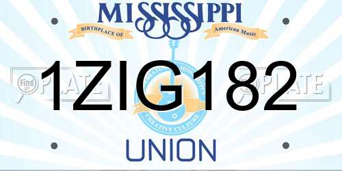 1ZIG182 Mississippi License Plate