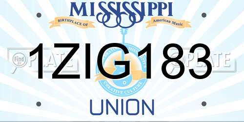1ZIG183 Mississippi License Plate