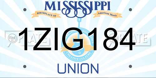 1ZIG184 Mississippi License Plate
