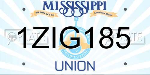 1ZIG185 Mississippi License Plate