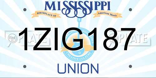 1ZIG187 Mississippi License Plate