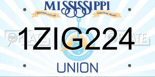 1ZIG224 Mississippi License Plate