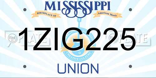 1ZIG225 Mississippi License Plate
