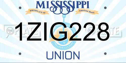 1ZIG228 Mississippi License Plate