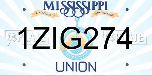 1ZIG274 Mississippi License Plate