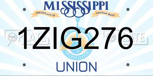 1ZIG276 Mississippi License Plate
