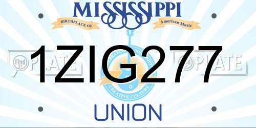 1ZIG277 Mississippi License Plate