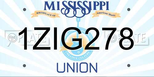 1ZIG278 Mississippi License Plate