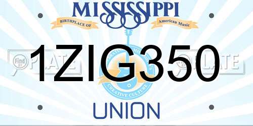1ZIG350 Mississippi License Plate