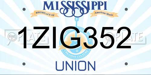 1ZIG352 Mississippi License Plate