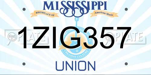 1ZIG357 Mississippi License Plate