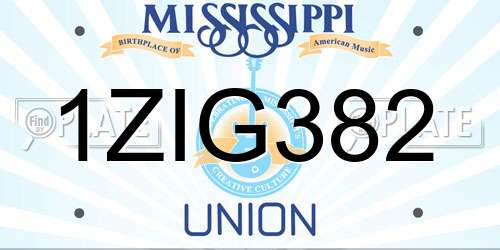 1ZIG382 Mississippi License Plate