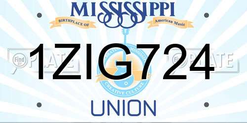 1ZIG724 Mississippi License Plate