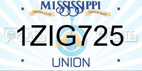 1ZIG725 Mississippi License Plate