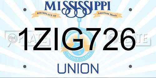 1ZIG726 Mississippi License Plate