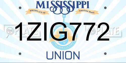 1ZIG772 Mississippi License Plate