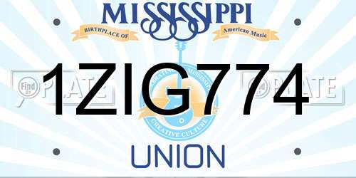 1ZIG774 Mississippi License Plate