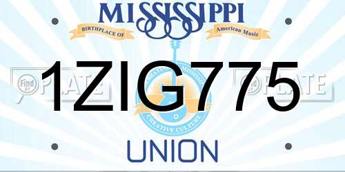 1ZIG775 Mississippi License Plate
