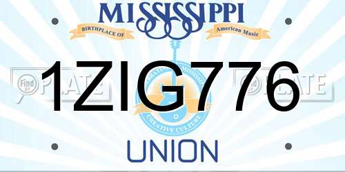 1ZIG776 Mississippi License Plate