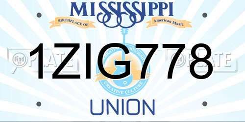 1ZIG778 Mississippi License Plate