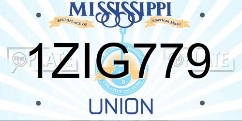 1ZIG779 Mississippi License Plate