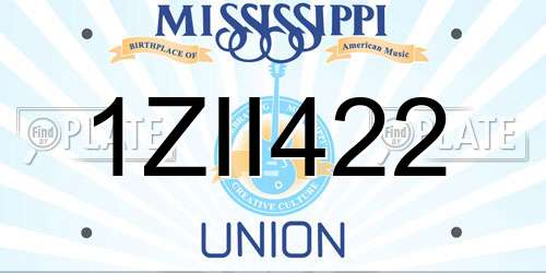 1ZII422 Mississippi License Plate