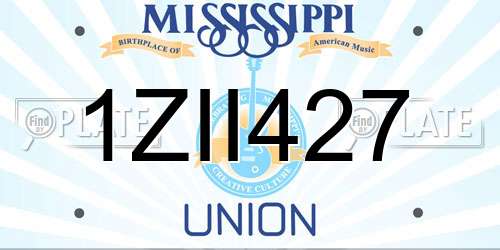 1ZII427 Mississippi License Plate