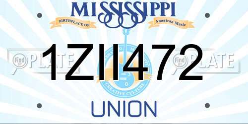1ZII472 Mississippi License Plate