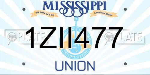 1ZII477 Mississippi License Plate