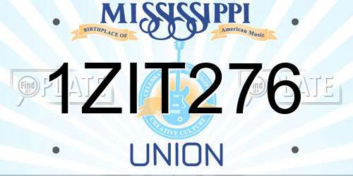 1ZIT276 Mississippi License Plate