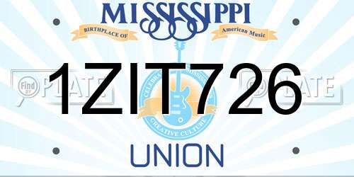 1ZIT726 Mississippi License Plate