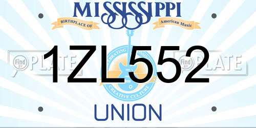 1ZL552 Mississippi License Plate