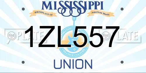 1ZL557 Mississippi License Plate